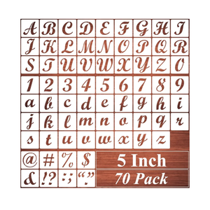 5 Inch Alphabet Letter Stencils for Painting - 70 Pack Letters and Numbers Stencil Templates with Signs for Painting on Wood, Reusable Letter and Number Stencils for Chalkboard Wood Signs & Wall Art