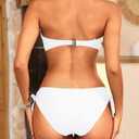 Women's Strapless Bandeau Bikini Set - Twist Front Two Piece Swimsuit Top with Side Tie Bathing Suit Bottom (M)