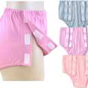 Tear Away Underwear for Women, Reusable Post Surgery Briefs, Disabled Adaptive Stick-On Underwear for Easy Dressing Changing (Pink/Purple/Blue,Large)