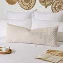 Kevin Textile 14x36 Inch Long Lumbar 2 Pack Boho Decorative Throw Pillow Cover Soft Striped Corduroy Rectangle Cushion Case Farmhouse Solid Color Accent for Living Room Couch Sofa Bed, Cream White