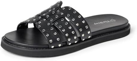 The Drop Women's Mila Slide,Size 5.5, Black With Studs