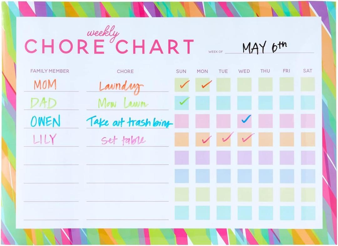 Bright Creations Magnetic Dry Erase Chore Chart with 6 Markers, White Board for Fridge (18 x 13 in)