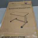 Vaunn Medical Pneumatic Adjustable Overbed Bedside Table with Wheels (Hospital and Home Use) (Black)