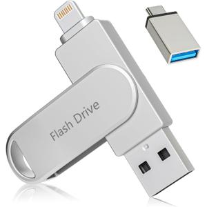 Apple MFi Certified Flash Drive 512GB, Photo Stick for iPhone Memory Stick for Photo/Video Backup Stick, High-Speed USB Thumb Drive for iPhone Storage Compatible for iPhone/iPad/Android/PC (Silver)