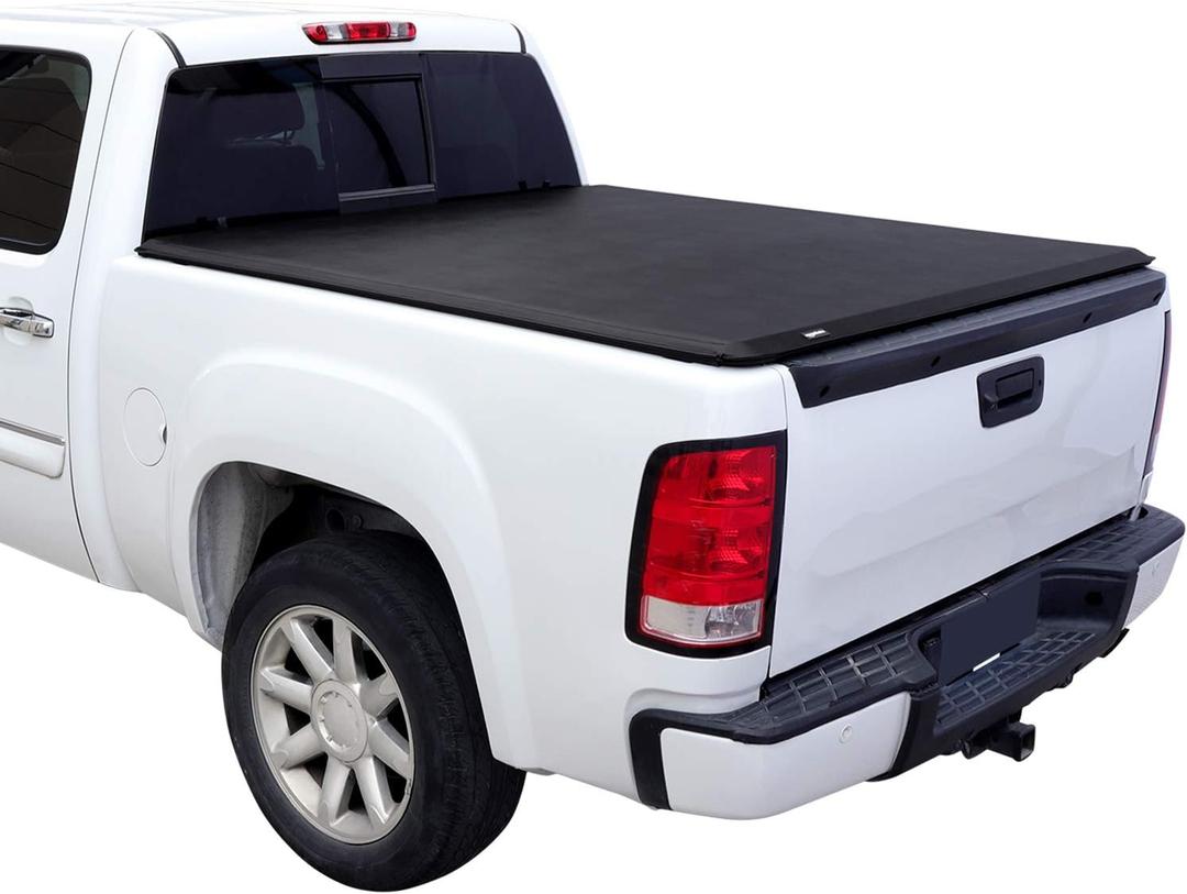 Amazon Basics Soft Roll-Up Truck Bed Tonneau Cover, 6.5 ft, Water-Resistant, Works with Bed Liners for 2014-2019 Chevy Silverado, GMC Sierra 1500, 2015-2018 Silverado Sierra 2500 3500 HD, Fleetside