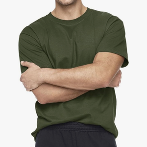 Hanes Men's Beefy-t T-Shirt, Heavyweight Cotton Tee, 1 Or 2 Pack, Big & Tall, Fatigue Green, Size 3XL