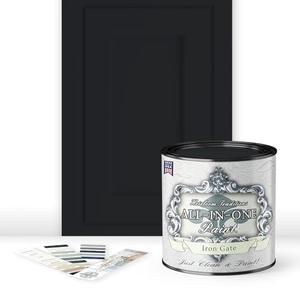 ALL-IN-ONE Paint by Heirloom Traditions, Iron Gate (Black), Quart - Durable cabinet and furniture paint. Built in primer and top coat, no sanding needed. Includes our 30 featured color card.