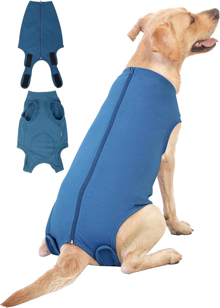Dog Surgery Recovery Suit - After Spay, Abdominal Wounds Post Surgical Recovery, Anti Licking Breathable Dog Onesies for Small, Medium & Large Pet, Alternative Bandages Cone E-Collar (Small (Back length: 12.2"))