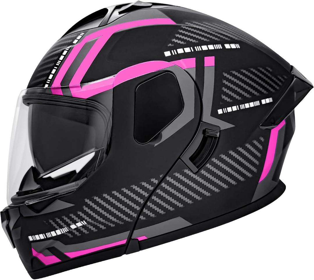 Adult Modular Flip-Up Motorcycle Helmets Dual Visor, DOT Approved Full Face Casco para Moto Helmets for Men Women, Small