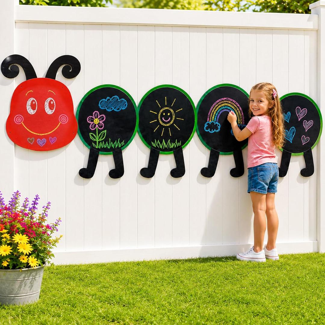 5 Pcs Caterpillar Outdoor Chalkboard 64 x 17 Inch Blackboard for Classroom
