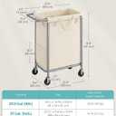 SONGMICS Laundry Basket with Wheels, 2-Section Rolling Laundry Hamper, 37 Gallons (140 L), Removable Liner, Steel Frame with Handle, 27.2 x 15.4 x 31.9 Inches, Cream White URLS004W01
