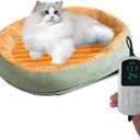 Heated Cat Bed Indoor w/ 12V Electric Heating Pad, Thermal Warming Heated Pet Bed with Adjustable Temperature & Timer (Green)