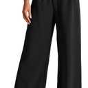 Womens Wide Leg Pants High Waisted Business Casual Summer Dress Pants Palazzo Long Work Trousers with Pockets (Medium, Black)