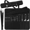 Chef Knife Bag With 24 Slots Cutlery Knives Holders Protectors, Kitchen Travel Cooking Tools, Portable Canvas Knife Roll Storage Bag Chef Case for Camping or Working with an Adjustable Shoulder Strap