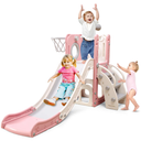 6 In 1 Toddler Playset With Slide,toddler Slide,slide For Kids With Basketball Hoop,ball,ring Toss,kids Slide Toddler Playground Toddler Slide Indoor Outdoor