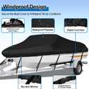 iCOVER Trailerable Boat Cover- 16'-18.5' Heavy Duty Waterproof Tarp Covers with Storage Bag, Fits V-Hull, Fish&Ski, Pro-Style, Fishing, Runabout, Bass Boats, up to 16ft-18.5ft Long X 94" Wide