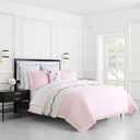 kate spade new york Sateen Ruffle Full/Queen Comforter Set, 300 Thread Count Cotton Sateen Reversible Cover, All Season 3 Piece Bedding, Machine Washable, Pink