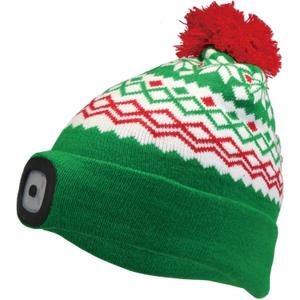 Unisex Beanie with The LED Light, Valentines Day Gifts for Him Women Mather Father USB Rechargeable Headlamp Caps (Green)