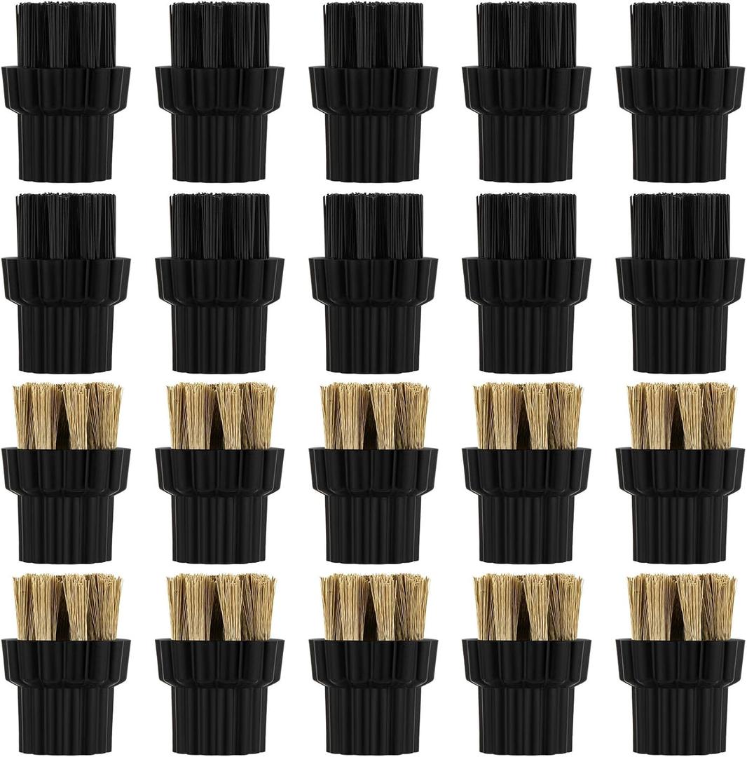 Honeydak 20 Pcs M8 Steam Cleaner Brush Head Steamer Replacement Attachments for Hard Surface 10 Pack Nylon and 10 Pack Brass Brush Head Bulk Steam Cleaner Accessories Mop Parts