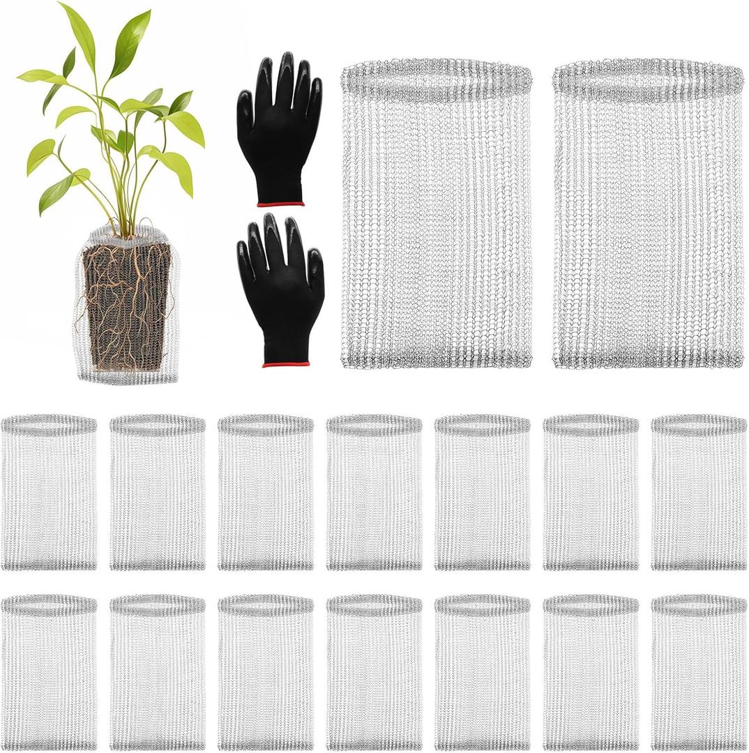 16 Pcs Root Guard Gopher Proof Stainless Wire Steel Baskets, 1 Gallon Narrow Gophers Moles Voles Mesh Baskets Protect Plant Roots Tubers Trees Flowers Crops (16 Pcs 1 Gallon Narrow)