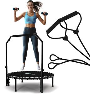 Jumpzylla Fitness Trampoline 40"  | Foldable Mini Rebounder Trampoline for Adults with Bar | Durable, Quiet, Low-Impact Exercise Equipment for Indoor and Home Workouts (550 LBS Capacity)