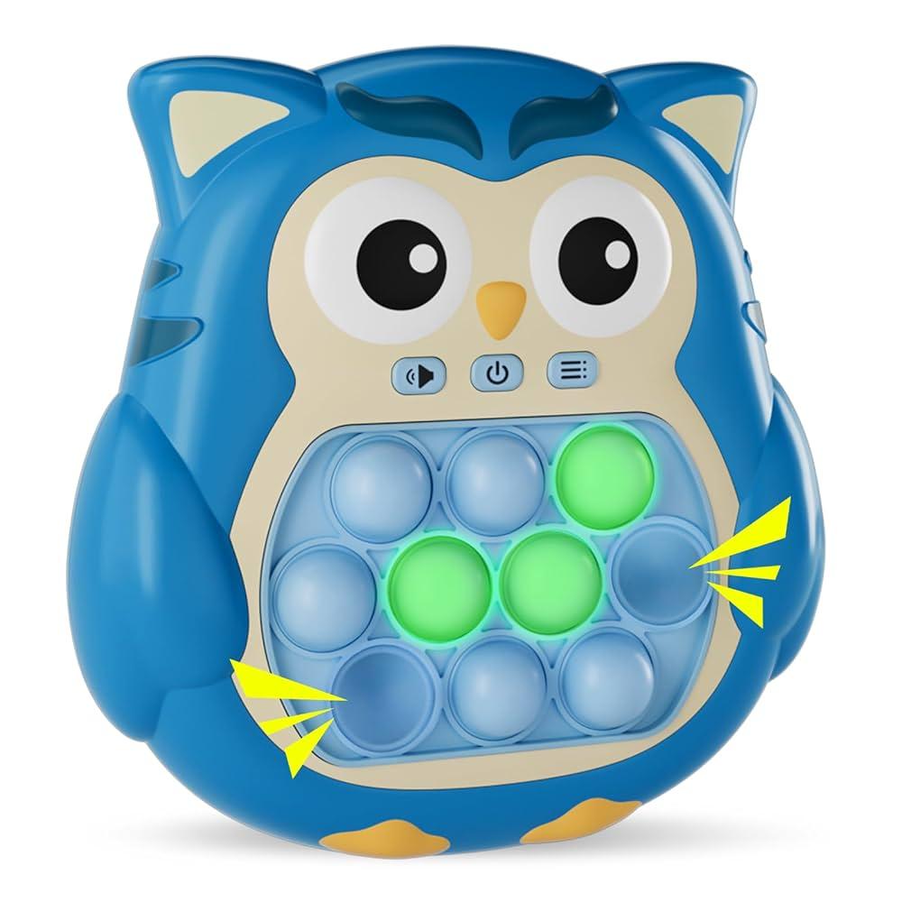 Fast Push Pop Fidget Light-Up Toy for Kids 4-14, Sensory Game for Autism, Boys and Girls - Blue Owl