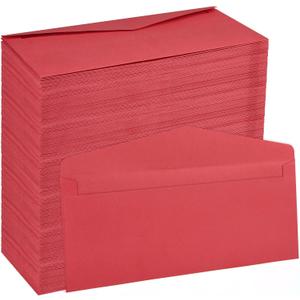 500 Pieces #10 Regular Business Envelopes Bulk (9.45 x 3.94 Inches) Christmas Greeting Card Envelopes Perfect for Checks, Invoices, Letterhead, Letters, Currency (Red)