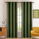 MIULEE Blackout Room Darkening Curtains Thermal Insulated Black Out Drapes Solid Window Treatment Grommet Light Blocking Curtain for Living Room Bedroom 2 Panels Set 52 x 84 inch Length Olive Green