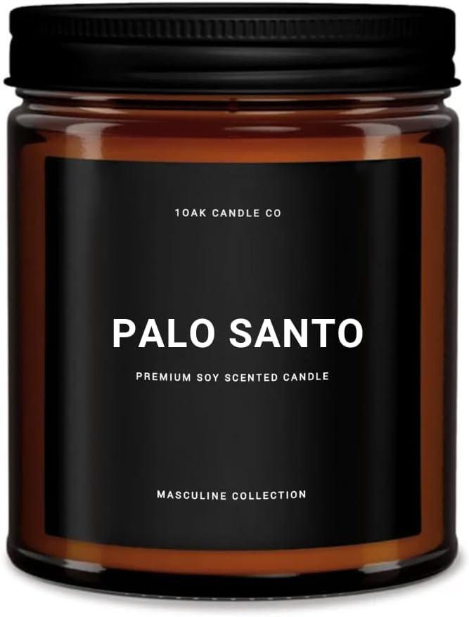 1OAK Palo Santo Candle - Mens Candles for Home - Masculine Candle - Scented Candles for Men - Long Burning Premium - Soy Wax (7oz.) (Amber Jar (7oz))