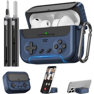 Inesore for Airpods Pro 3 Case Cover with Cleaner Kit,with Lock for Airpod Pro 3 (2025),Classic Cool Funny Game Console Hard Air Pods Pro 3 Case for Men Boy(Navy Blue)