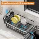 Stainless Steel Dish Drying Rack  304 Grade Dish Racks for Kitchen Counter with Utensil Holder & Adjustable Spout, Space-Saving Organizer, 16.5" x 11.8" x 5.3" Black