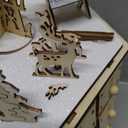 MorTime LED Revolving Music Box Advent Calendar Decorated with Christmas Tree Reindeer House LED Lights, Lighted Wooden Carved 24 Day Countdown to Christmas Calendar