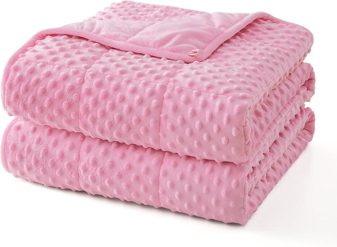 Topcee Weighted Blanket King Size (20lbs 80"x87"), Minky Dots Heavy Blanket for Woman, Man Sleeping, Soft, Cozy and Cooling Weighted Throw Blankets, Machine Washable, Pink