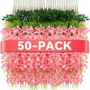 Alotiki Wisteria Hanging Flowers,50 Pack Fake Hanging Flowers,Wisteria Artificiales Garland for Home Wedding Arch Floral Party Garden Ceremony Outdoor Decor,3.6 Feet Long(50,Pink)