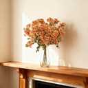 12pcs Artificial Orange Flowers for Indoor & Outdoor Decor, Burnt Orange Fake Spring Mums Bouquets, Faux Mums Lilac Flowers for Thanksgiving/Halloween, Autumn Arrangements (Durable UV Resistant)