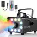 Fog Machine, Smoke Machine with 10 LED,500W, Light 13 Color Lights Effect, Fog with 2 Wireless & 1 Wired Remote Control, for Party, Wedding, Holiday, Stage