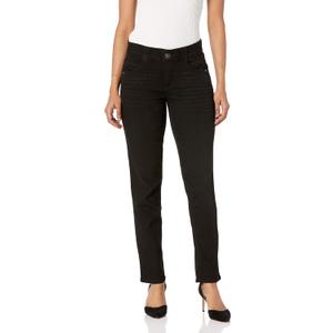 Democracy Women's Petite Ab Solution Straight Leg Jean (12 Petite, Black)