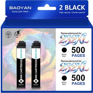 Remanufactured Ink Cartridge Replacement for Epson 232 Black Ink Cartridge Works with Workforce Pro WF-2950 WF-2930 Expression XP-4200 XP-4205 Printers (2 Black)