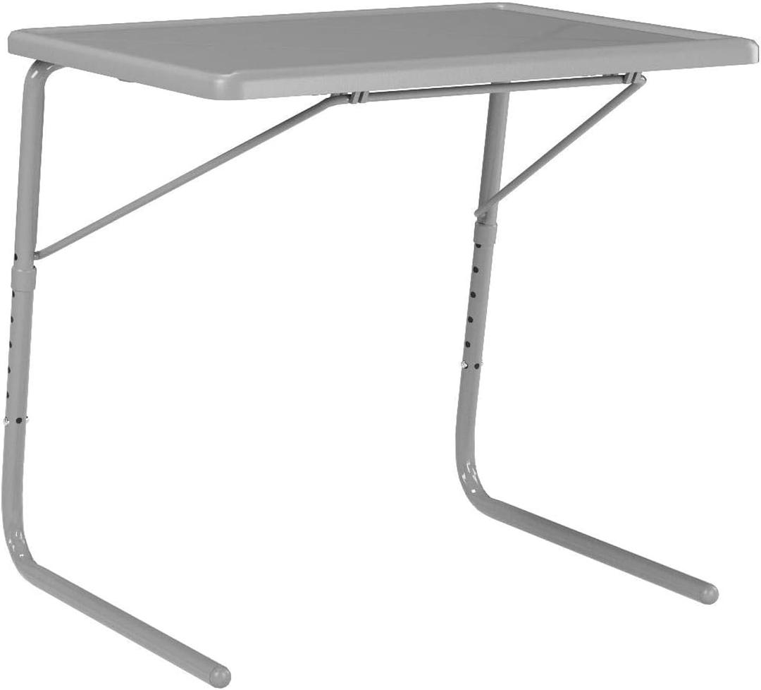 Table-Mate XL TV Tray Table - Folding Couch Tables Trays for Eating Snack Food, Stowaway Laptop Stand, Portable Bed Dinner Tray - Adjustable TV Table with 4 Set Angles, Silver