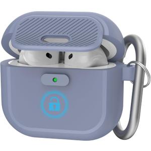 AirPods 4 Case,with Lock 2024 Silicone Case for Apple AirPods 4 Generation with Active Noise Cancellation, Secure Lock Cover for AirPod 4 Gen for Women/Men (Grey Blue)