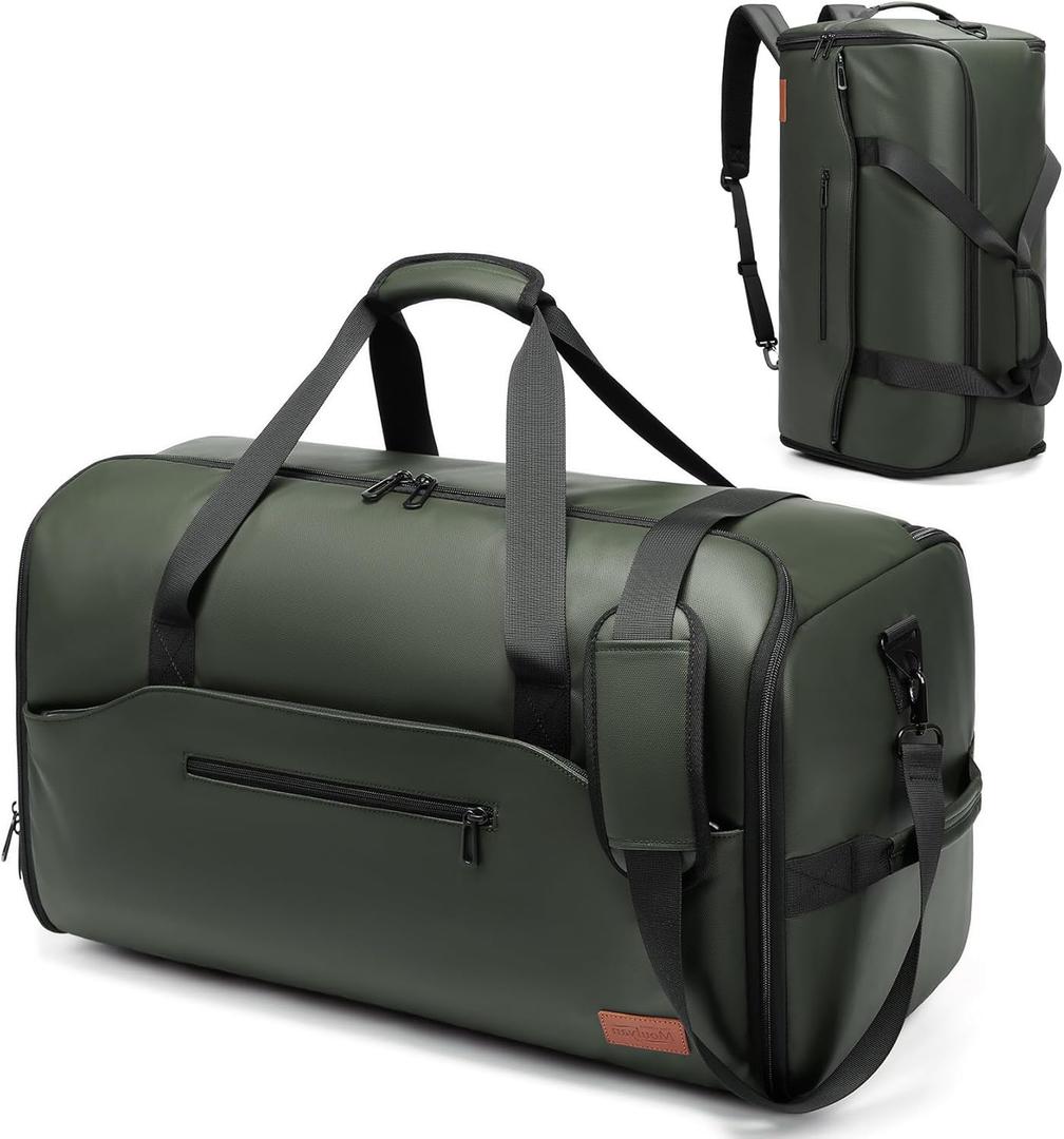Garment Duffle Bags for Travel,Moulyan Convertible Garment Bag with Shoe Compartment,3 in 1 Waterproof Travel Suit Bag with Shoulder Strap for Men Women (Green)