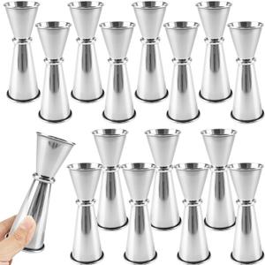 16 Pcs 2 oz 1 oz Jigger for Bartending 304 Stainless Steel Shot Measuring Cup Japanese Cocktail Shot Double Jigger for Bartender Bar Supplies Drink Liquor Kitchen Tool