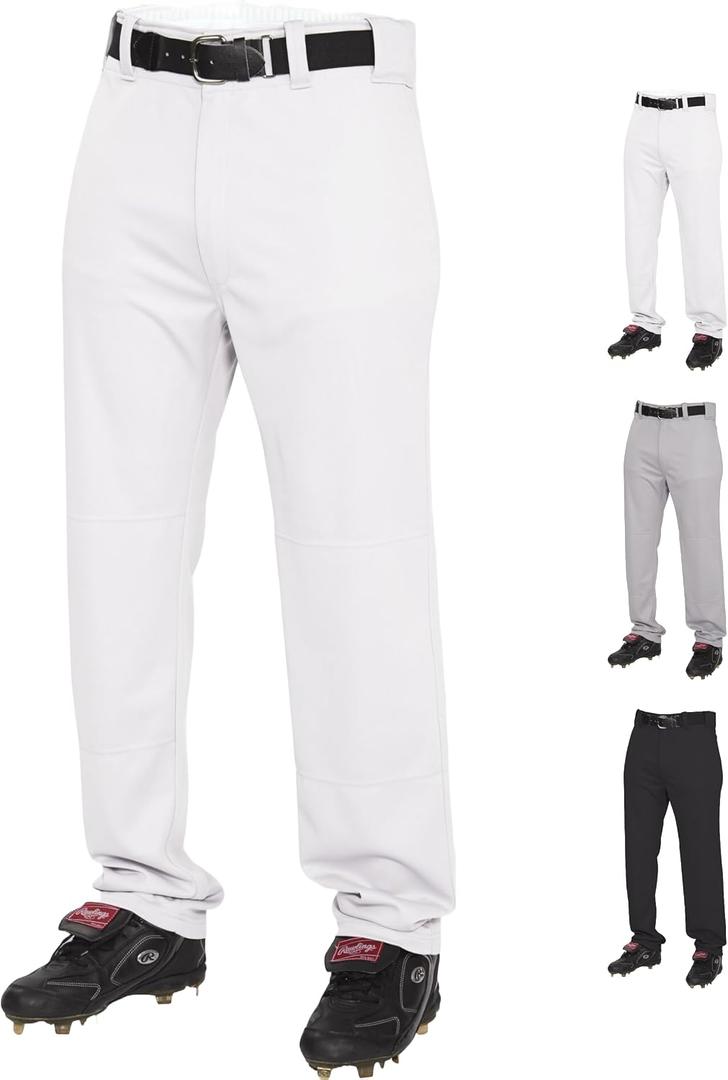Rawlings Men's Semi-Relaxed Full Length Baseball Pants | Adult Sizes (White, S)