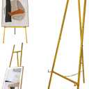 Iron Adjustable Arts & Crafts Easels,Lightweight Metal Easel Stand with Chain Support for Mirror,58 Inch Floor Easels for Display Wedding Sign (Gold)