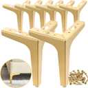 7 inch Metal Furniture Legs, Gold Legs for Furniture Set of 8, Modern Replacement feet for Cabinet Sofa Couch Table Chair Bed Dresser Wardrobe Risers DIY Replacement