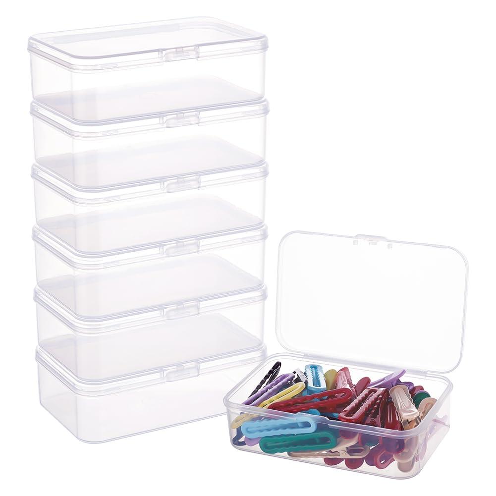 BENECREAT 8 Pack 4.6x2.8x1.3 Rectangle Clear Plastic Bead Storage Containers Box Case with lid for Pins, Tiny Bead, Jewelry Findings and Other Small Items