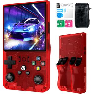 R36MAX Retro Handheld Games Console, Retro Game Console with 4.0 inch IPS HD Screen, Video Game Consoles with 64GB Memory, Portable Gaming Player for Travel, Gift for Teen or Partner, Red
