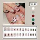 Red Silvery Glitter French Tip Press on Nails Christmas Medium Square Fake Nails with Vortex & Bow Designs Colored Light Xmas Nails Press ons Snowflake Winter False Nails for Women Holiday Kit