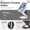 DOSTDR 3-in-1 Wireless Desk Charging Station, 15W, MagSafe Compatible, Foldable, Fast, Compatible with Charging Apple Devices, Travel-Friendly, N52 Magnetic, Space-Saving, Multi-Device, Phone Mount