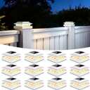 Solar Post Cap Lights 12-Pack, IP65 Waterproof Fence Post Solar Lights for 4x4 Wood/Vinyl Posts, Outdoor Post Lights with 2 Color Modes Decorate Garden Patio Porch Backyard, White